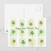 Shamrock Clover Patchwork Waterverf Briefkaarten (Voorkant / Achterkant)
