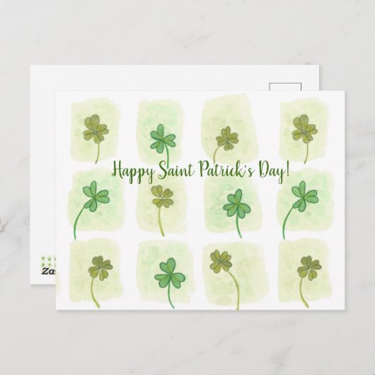 Shamrock Clover Patchwork Waterverf Briefkaarten (Voorkant / Achterkant)