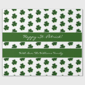 Shamrock Clover Pattern Custom Text St. Patrick Cadeaupapier (Vlak)