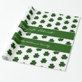 Shamrock Clover Pattern Custom Text St. Patrick Cadeaupapier (Uitgerold)