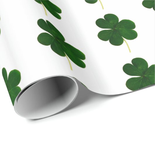 Shamrock Clover Pattern Custom Text St. Patrick Cadeaupapier (Rol Hoek)