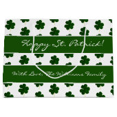 Shamrock Clover Pattern Custom Text St. Patrick Groot Cadeauzakje (Voorkant)