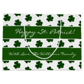Shamrock Clover Pattern Custom Text St. Patrick Groot Cadeauzakje (Achterkant)