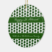Shamrock Clover Pattern Custom Text St. Patrick Keramisch Ornament (Links)