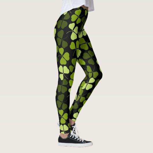 Shamrock Clover Pattern Floral St. Patrick Leggings (Rechts)