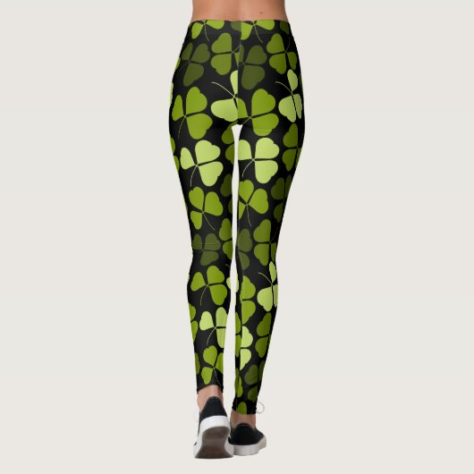 Shamrock Clover Pattern Floral St. Patrick Leggings (Achterkant)