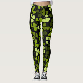 Shamrock Clover Pattern Floral St. Patrick Leggings