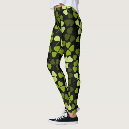 Shamrock Clover Pattern Floral St. Patrick Leggings (Links)