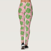 Shamrock Clover Pink Gingham St. Patrick's Day Leggings (Achterkant)