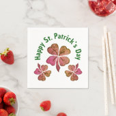 Shamrock Clover Pink St. Patrick's Day Party Servet (Insitu)