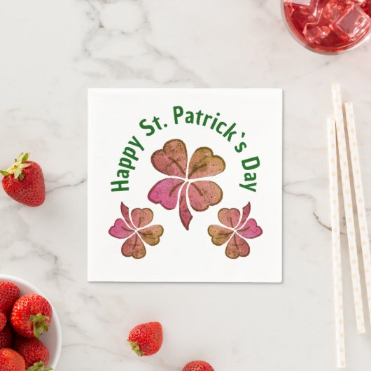 Shamrock Clover Pink St. Patrick's Day Party Servet (Insitu)