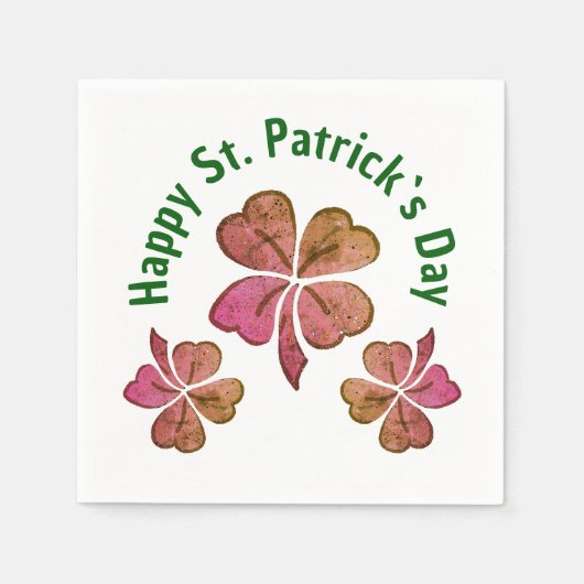 Shamrock Clover Pink St. Patrick's Day Party Servet (Voorkant)