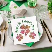Shamrock Clover Pink St. Patrick's Day Party Servet