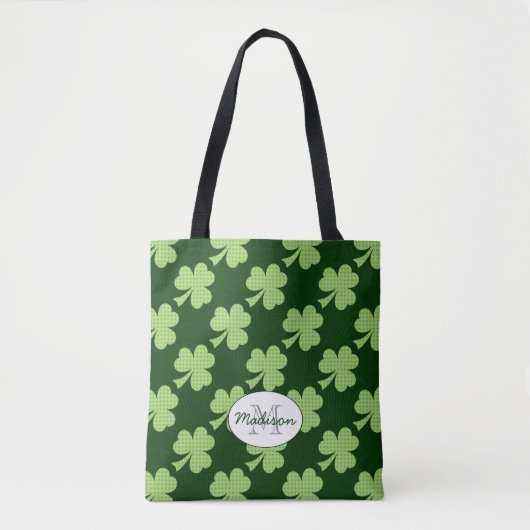 Shamrock Clover Polka stipt Patrick's Day Monogram Tote Bag (Voorkant)
