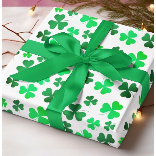 Shamrock Clover St Patrick's Day Green Leaf Floral Inpakpapier Vel