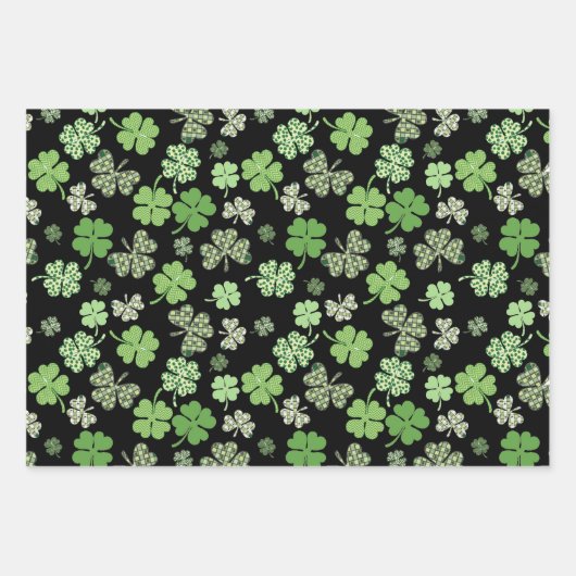 Shamrock Clover St Patrick's day Groen Inpakpapier Vel (Voorkant 3)