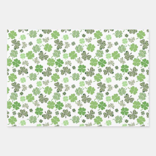 Shamrock Clover St Patrick's day Groen Inpakpapier Vel (Voorkant 2)