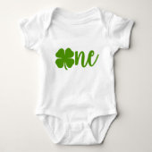 Shamrock Clover St. Patrick's Day ONE 1st Birthday Romper (Voorkant)