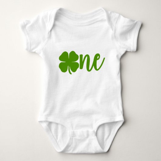 Shamrock Clover St. Patrick's Day ONE 1st Birthday Romper (Voorkant)