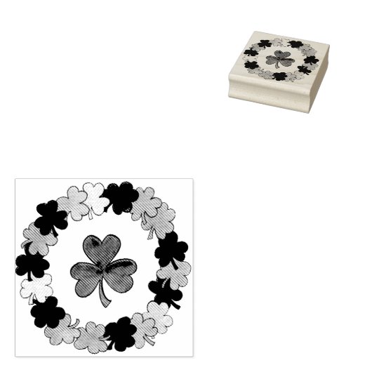 Shamrock Clover Wreath Saint Patrick's Day Stamp Rubberstempel (Gestempeld)