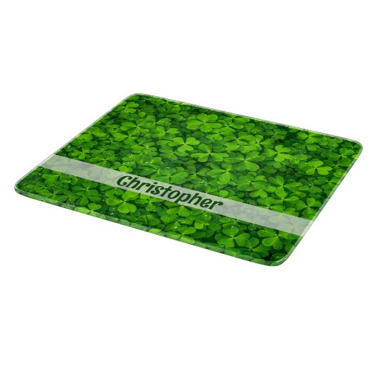 Shamrock Clovers - Gepersonaliseerd Snijplank (Hoek)