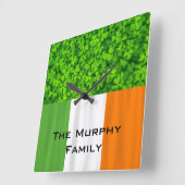 Shamrock Clovers Green Irish Flag Ierland Vierkante Klok (Hoek)