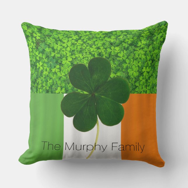 Shamrock Clovers Green Irish Flag Ireland Name Buitenkussen (Voorkant)