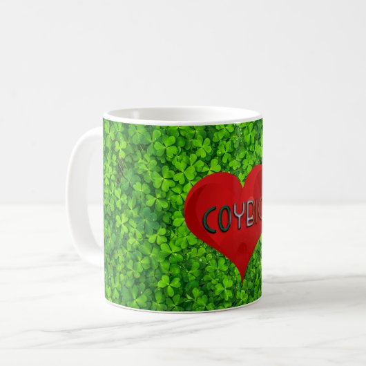 Shamrock Clovers Green Irish Heart COYBIG Ierland Koffiemok (Voorkant links)