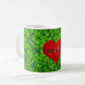 Shamrock Clovers Green Irish Heart Love Ierland Koffiemok (Voorkant links)