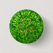 Shamrock Clovers Green Irish Symbol Ierland Ronde Button 3,2 Cm (Voorkant)