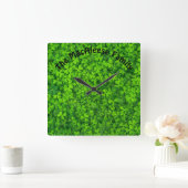 Shamrock Clovers Green Irish Symbol Ierland Vierkante Klok (Huis)