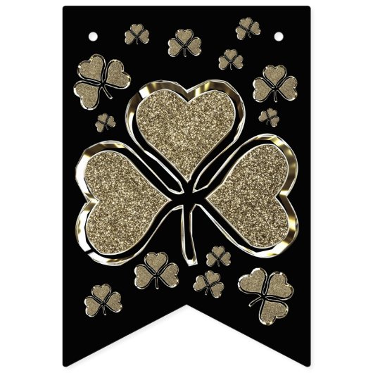 Shamrock Clovers Ireland Black Gold Irish Party Vlaggetjes (Tweede vlag)