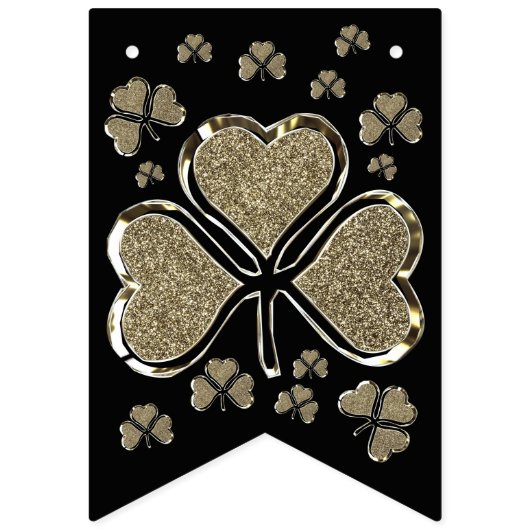 Shamrock Clovers Ireland Black Gold Irish Party Vlaggetjes (Eerste vlag)