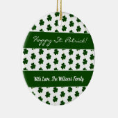 Shamrock Clovers Pattern Happy St. Patrick custom Keramisch Ornament (Rechts)