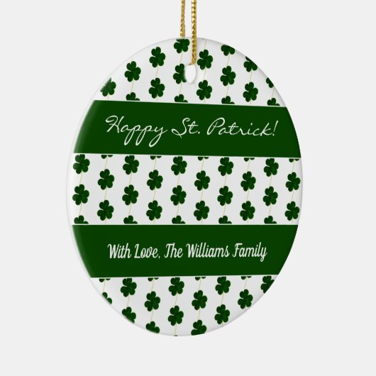 Shamrock Clovers Pattern Happy St. Patrick custom Keramisch Ornament (Rechts)