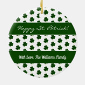 Shamrock Clovers Pattern Happy St. Patrick custom Keramisch Ornament (Achterkant)