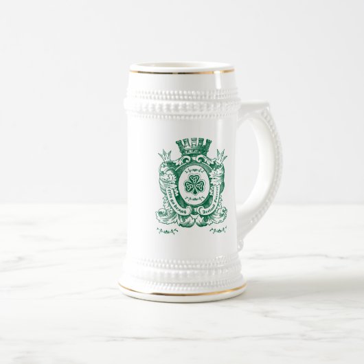 Shamrock Coat of Arm Crest St.Patrick's Day Bierpul (Voorkant rechts)