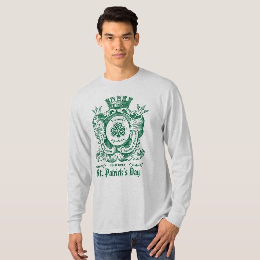 Shamrock Coat of Arm Crest St.Patrick's Day T-shirt (Voorkant volledig)