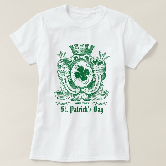 Shamrock Coat of Arm Crest Street Patrick's Day T-shirt (Design voorkant)