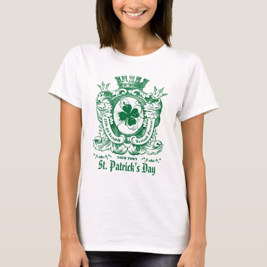 Shamrock Coat of Arm Crest Street Patrick's Day T-shirt (Voorkant)