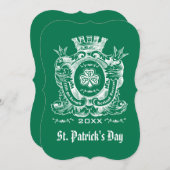 Shamrock Coat of Arm St. Patrick's Day Invitations Kaart (Voorkant / Achterkant)