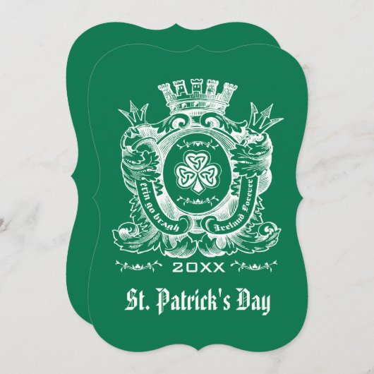 Shamrock Coat of Arm St. Patrick's Day Invitations Kaart (Voorkant / Achterkant)