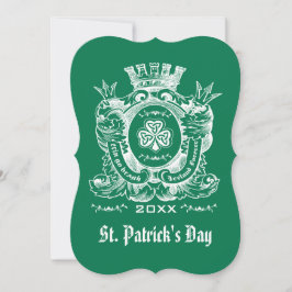 Shamrock Coat of Arm St. Patrick's Day Invitations Kaart