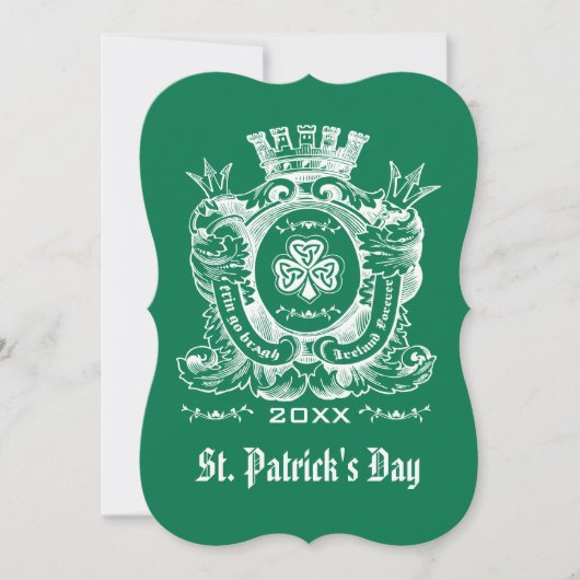 Shamrock Coat of Arm St. Patrick's Day Invitations Kaart (Voorkant)