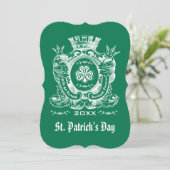 Shamrock Coat of Arm St. Patrick's Day Invitations Kaart (Staand voorkant)