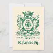 Shamrock Coat of Arm St. Patrick's Day Invitations Kaart (Voorkant)