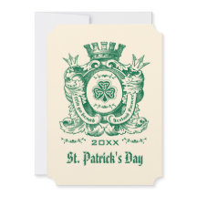Shamrock Coat of Arm St. Patrick's Day Invitations
