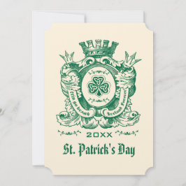 Shamrock Coat of Arm St. Patrick's Day Invitations Kaart