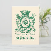 Shamrock Coat of Arm St. Patrick's Day Invitations Kaart (Staand voorkant)