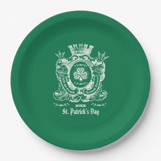 Shamrock Coat of Arm St. Patrick's Day Papieren Bordje (Voorkant)